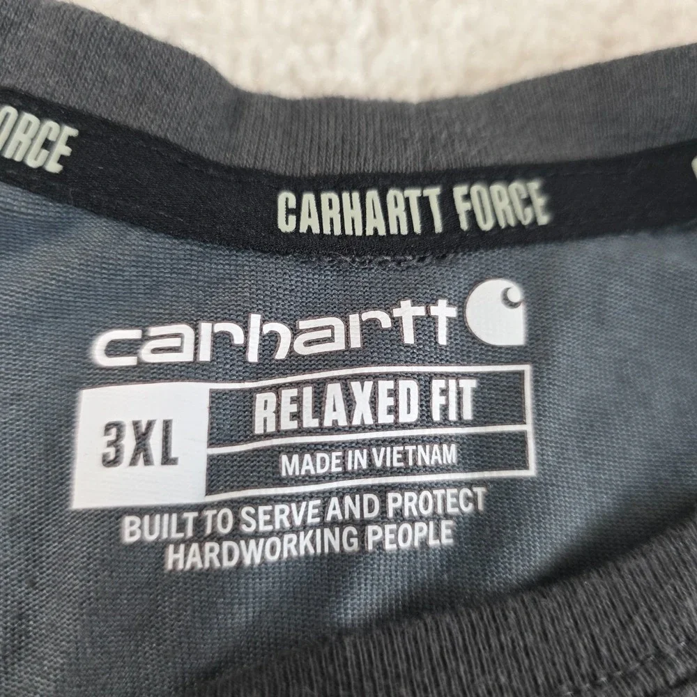 Carhartt T-Shirt Mens 3XL Gray Relaxed Fit Long Sleeve Crew Neck Logo Pocket Tee